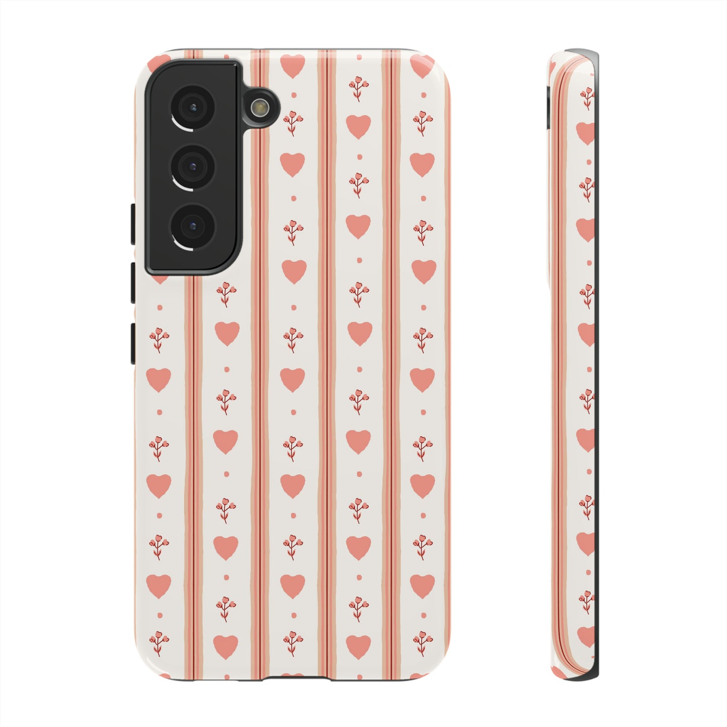 Light Pink Vintage Heart Pattern | Tough Phone Case