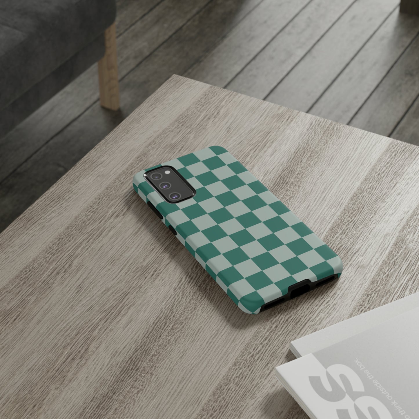 Green on Green Checkerboard | Tough Phone Case