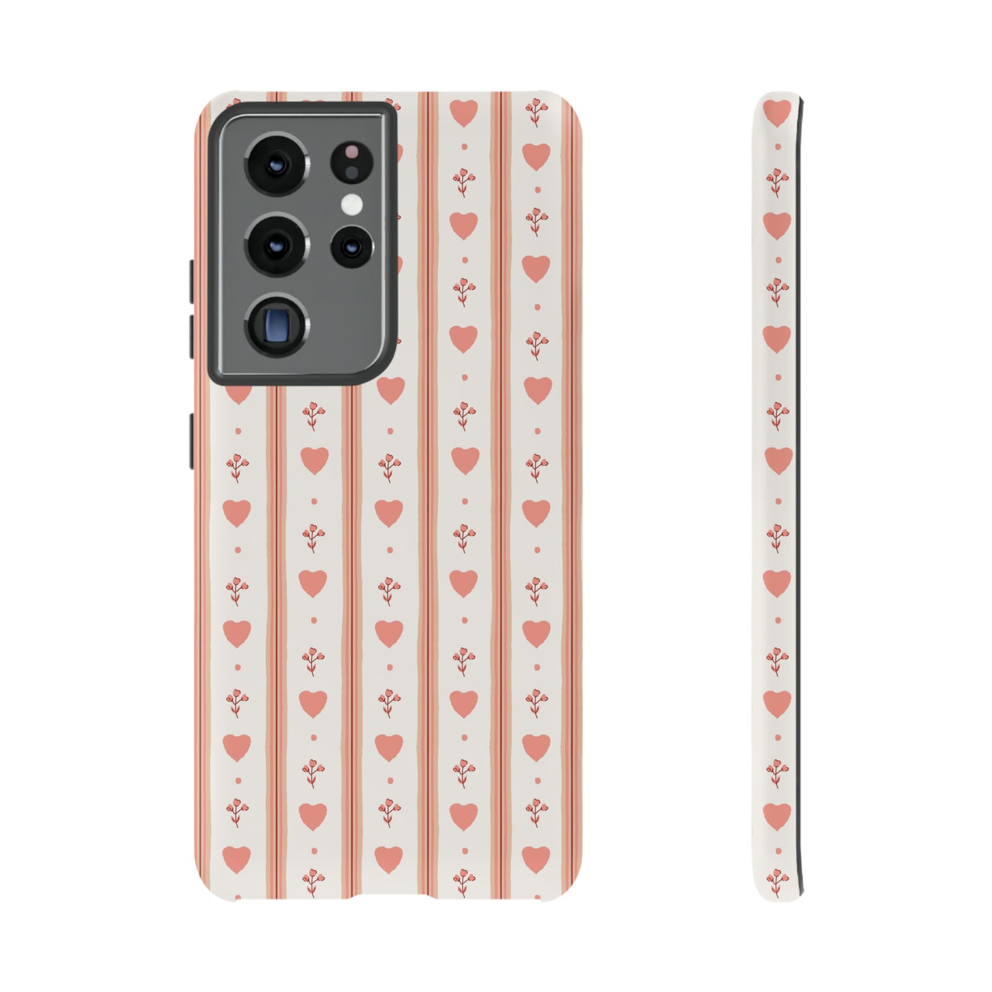 Light Pink Vintage Heart Pattern | Tough Phone Case