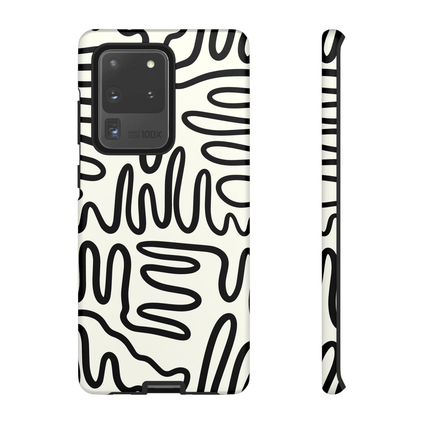 Black and White Squigles | Tough Phone Case