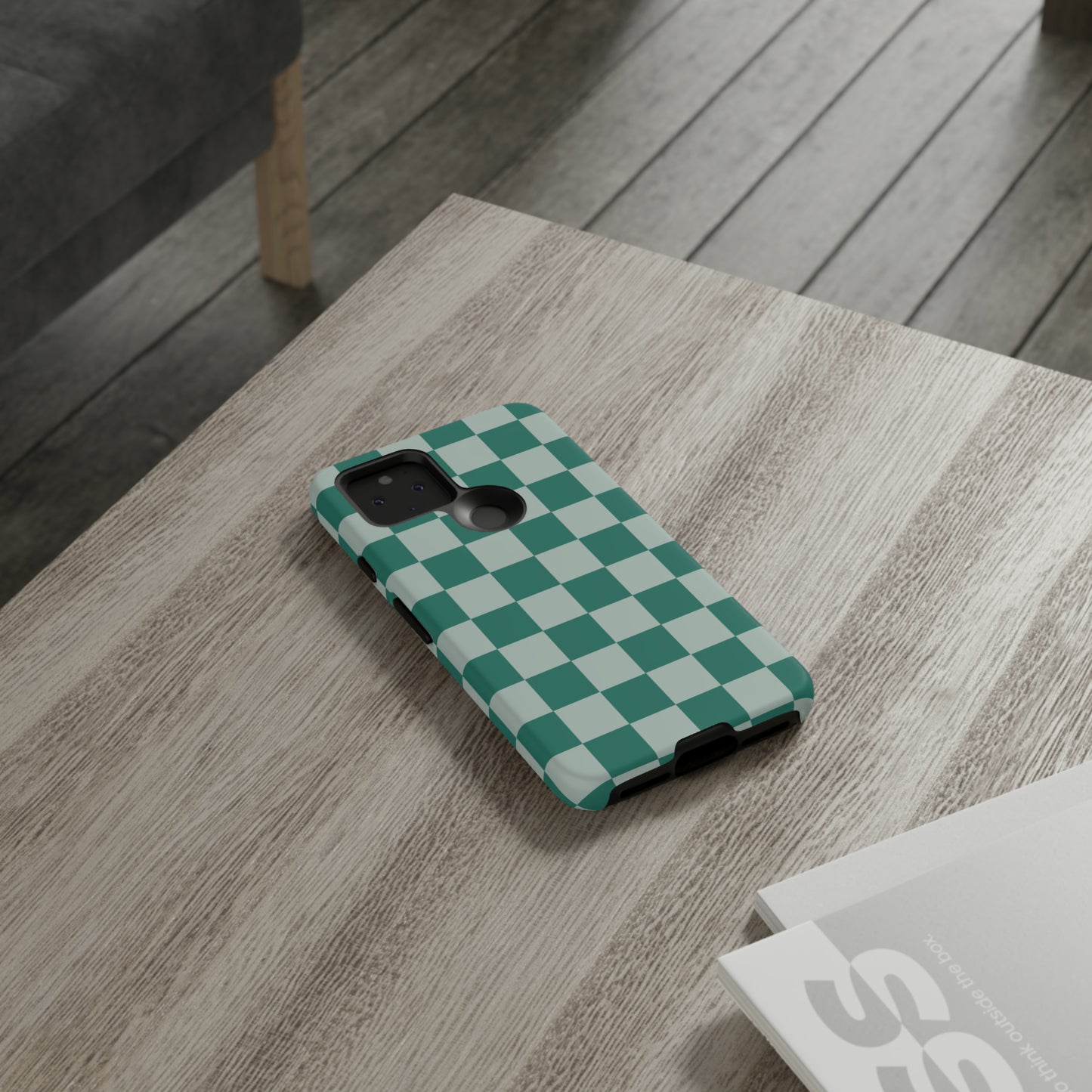 Green on Green Checkerboard | Tough Phone Case