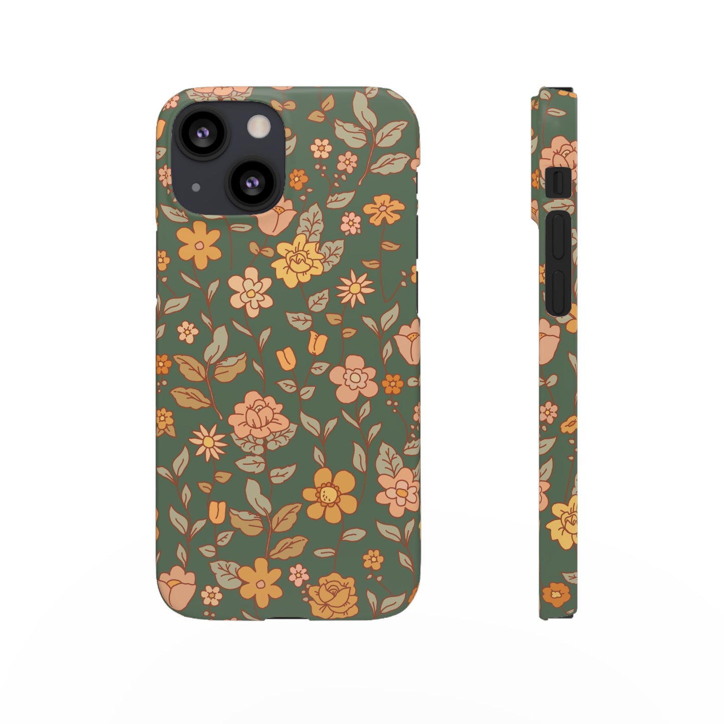 Green Old Fashioned Flowers / Snap Cases