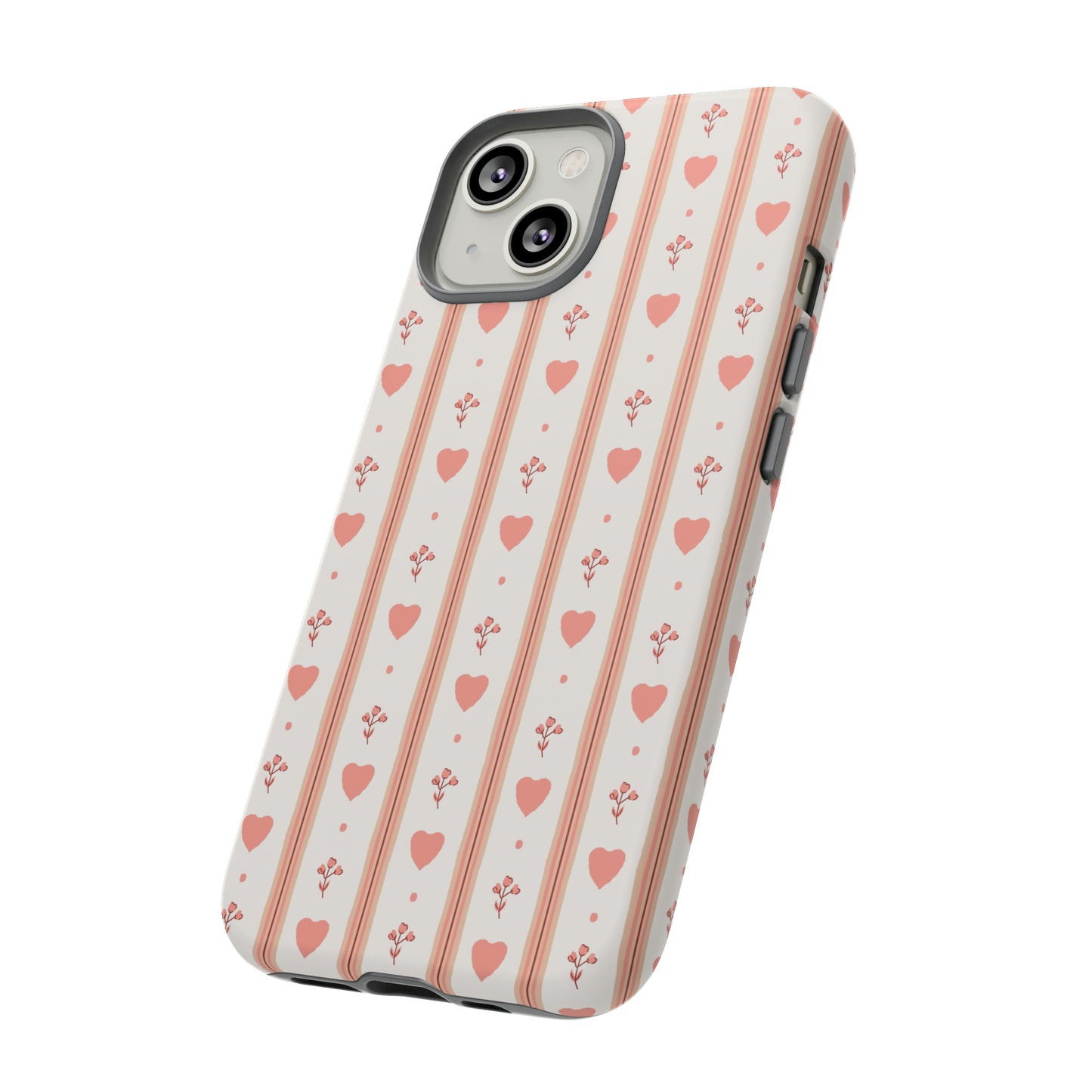 Light Pink Vintage Heart Pattern | Tough Phone Case