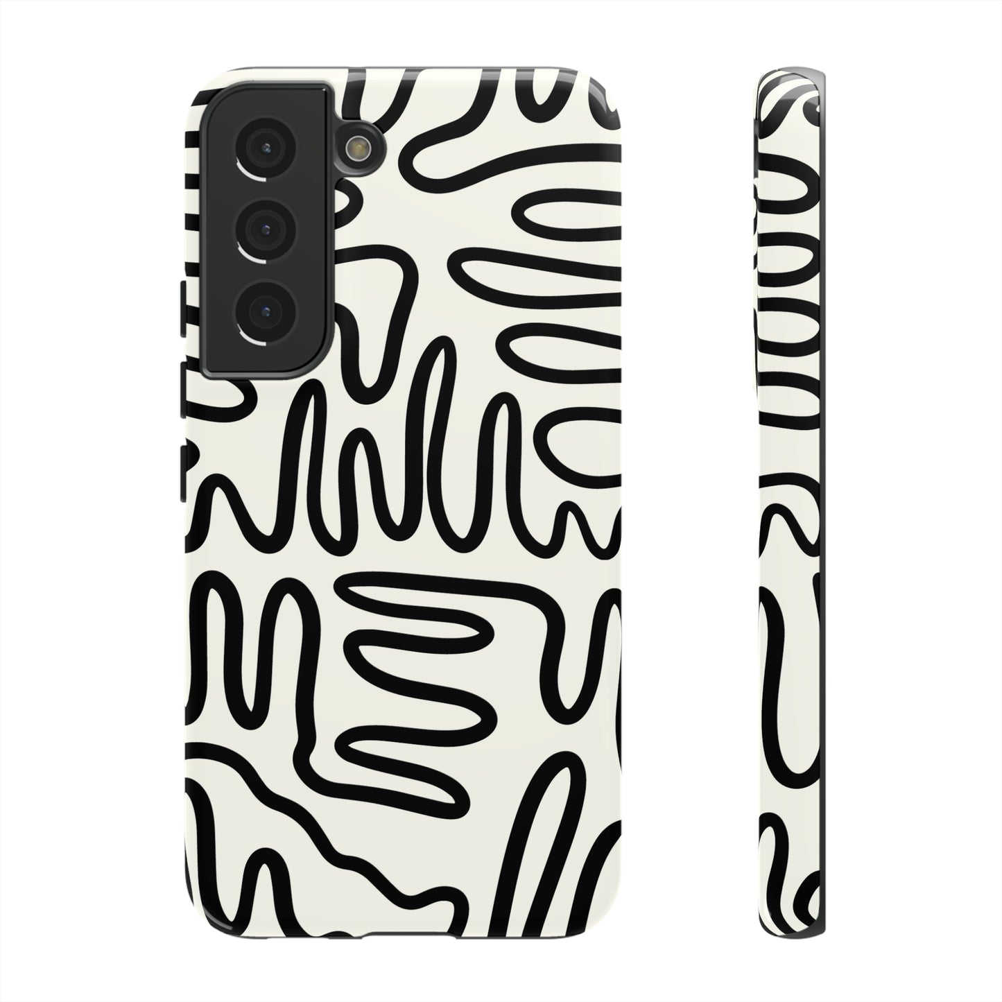 Black and White Squigles | Tough Phone Case