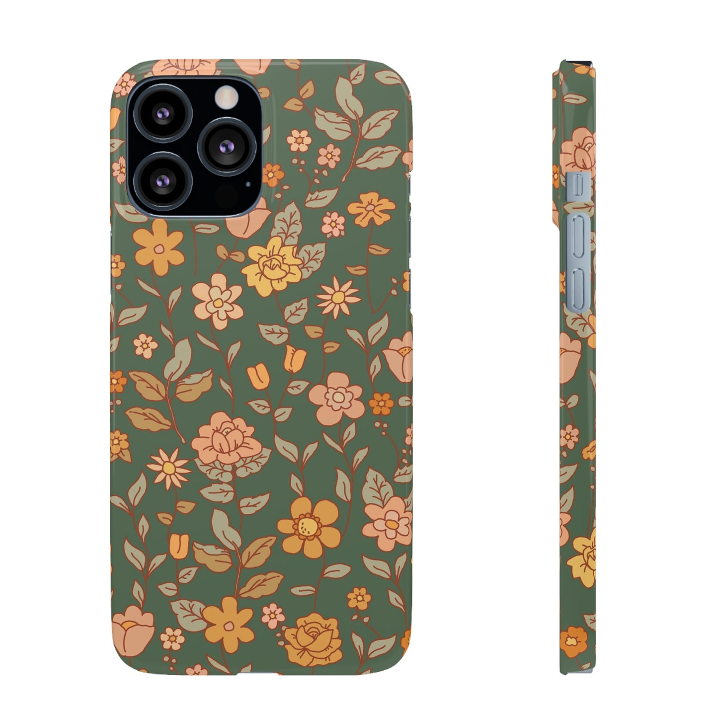 Green Old Fashioned Flowers / Snap Cases