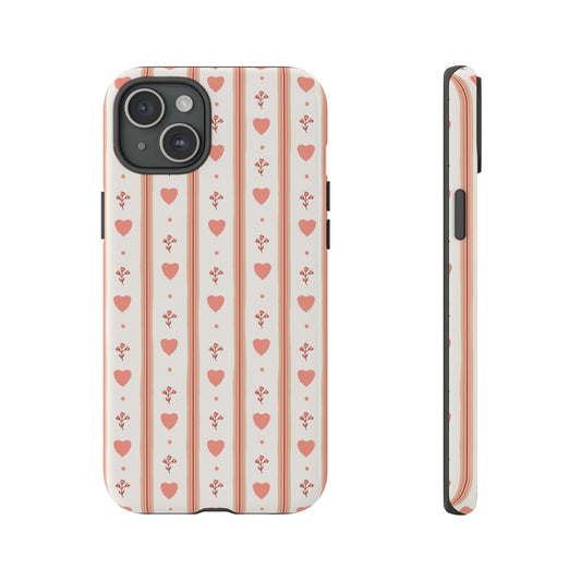 Light Pink Vintage Heart Pattern | Tough Phone Case