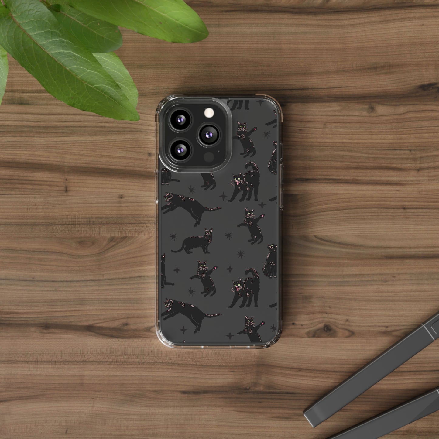 Black Cat Lover Clear Phone Case