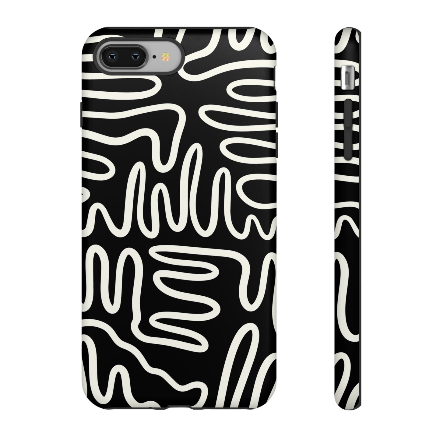 White and Black Squigles | Tough Phone Case