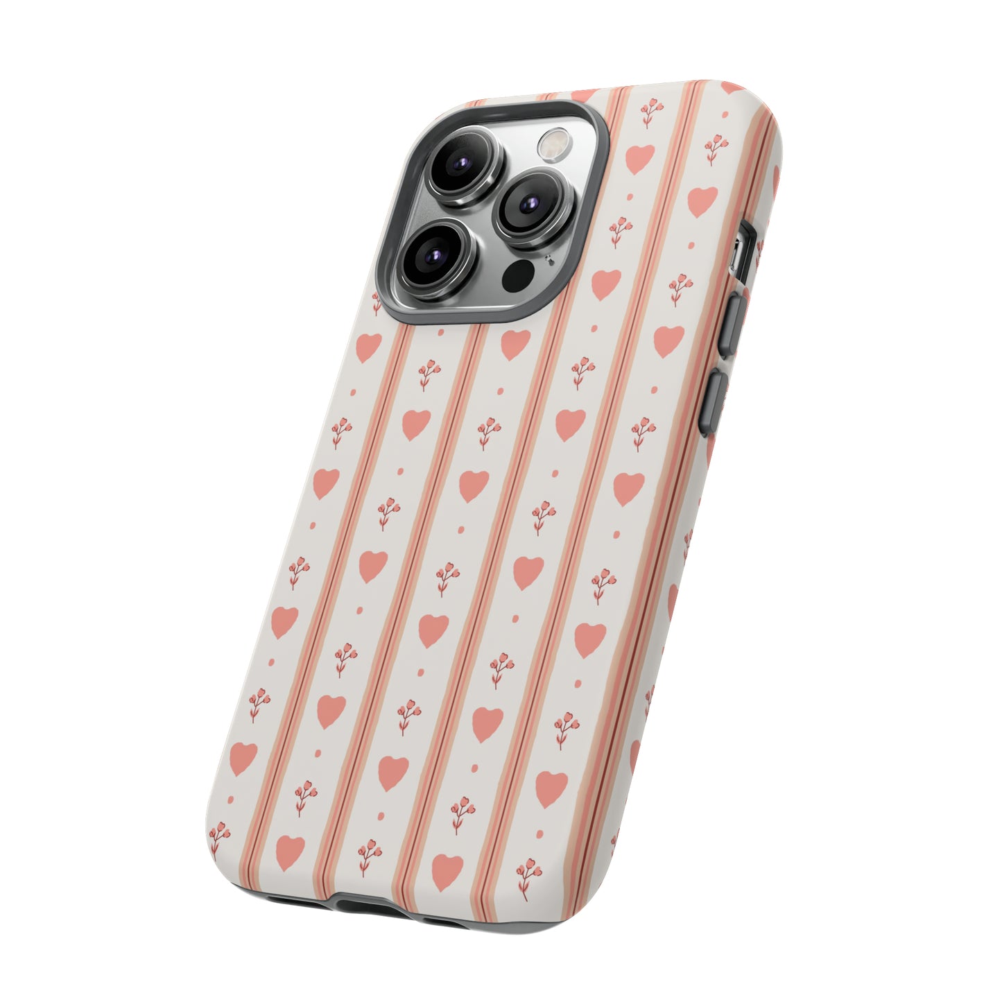 Light Pink Vintage Heart Pattern | Tough Phone Case