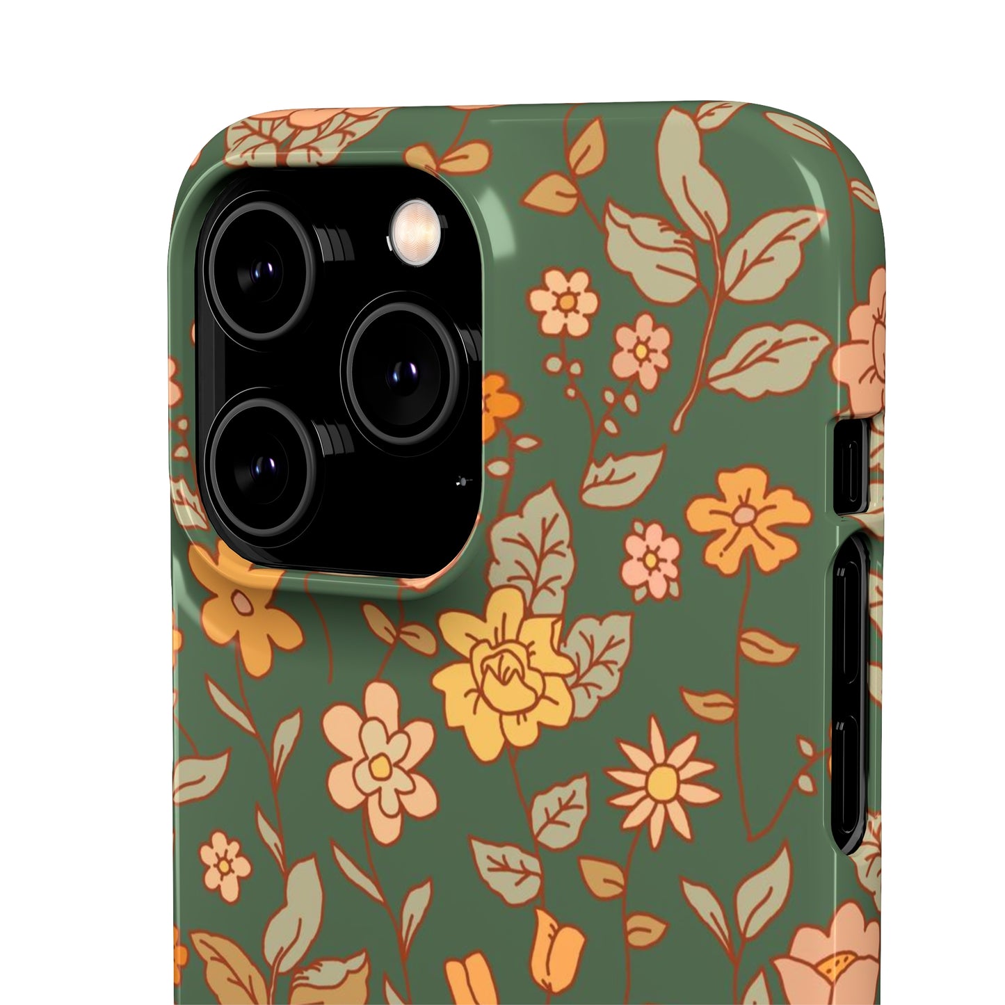 Green Old Fashioned Flowers / Snap Cases