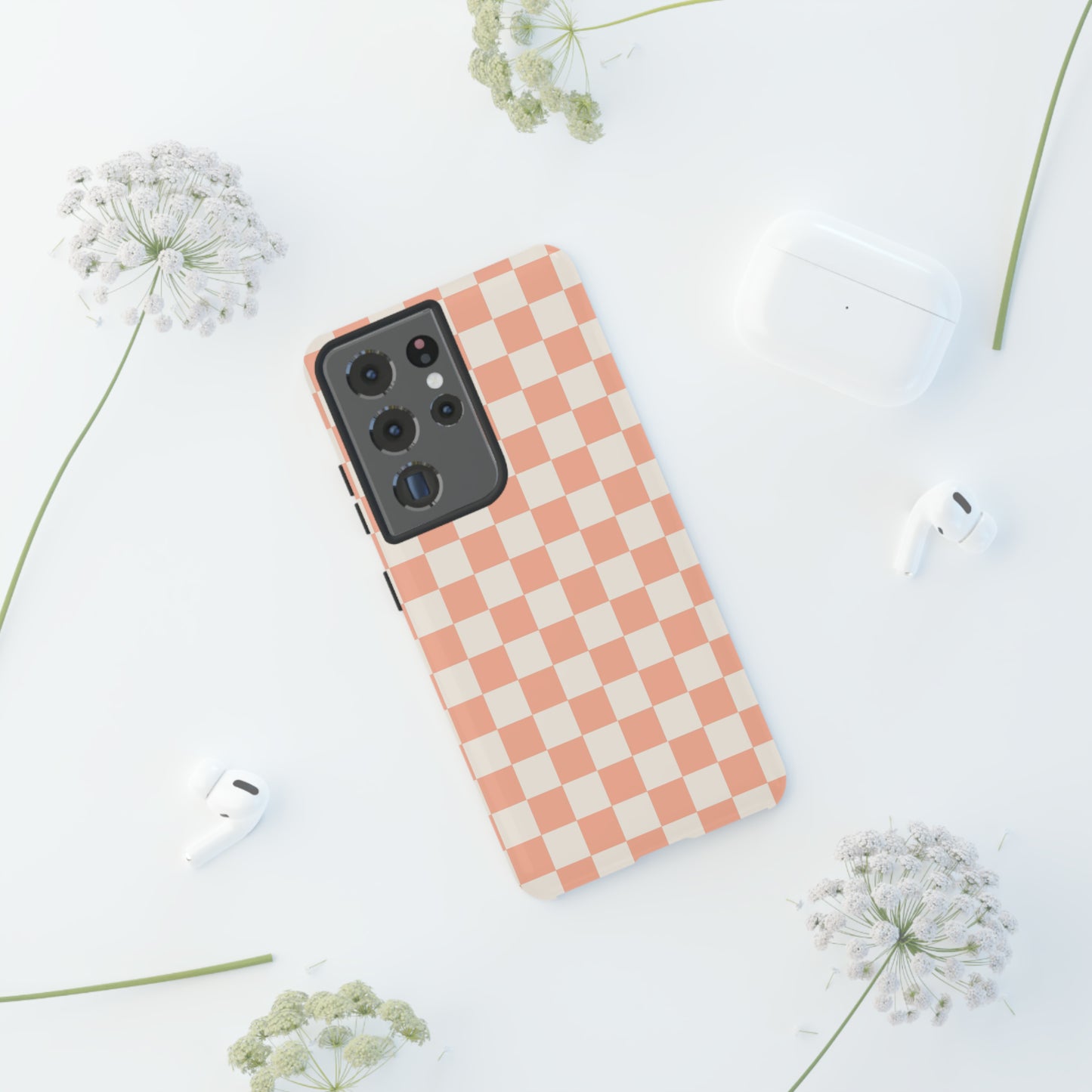 Light Peach Checkers | Tough Phone Case