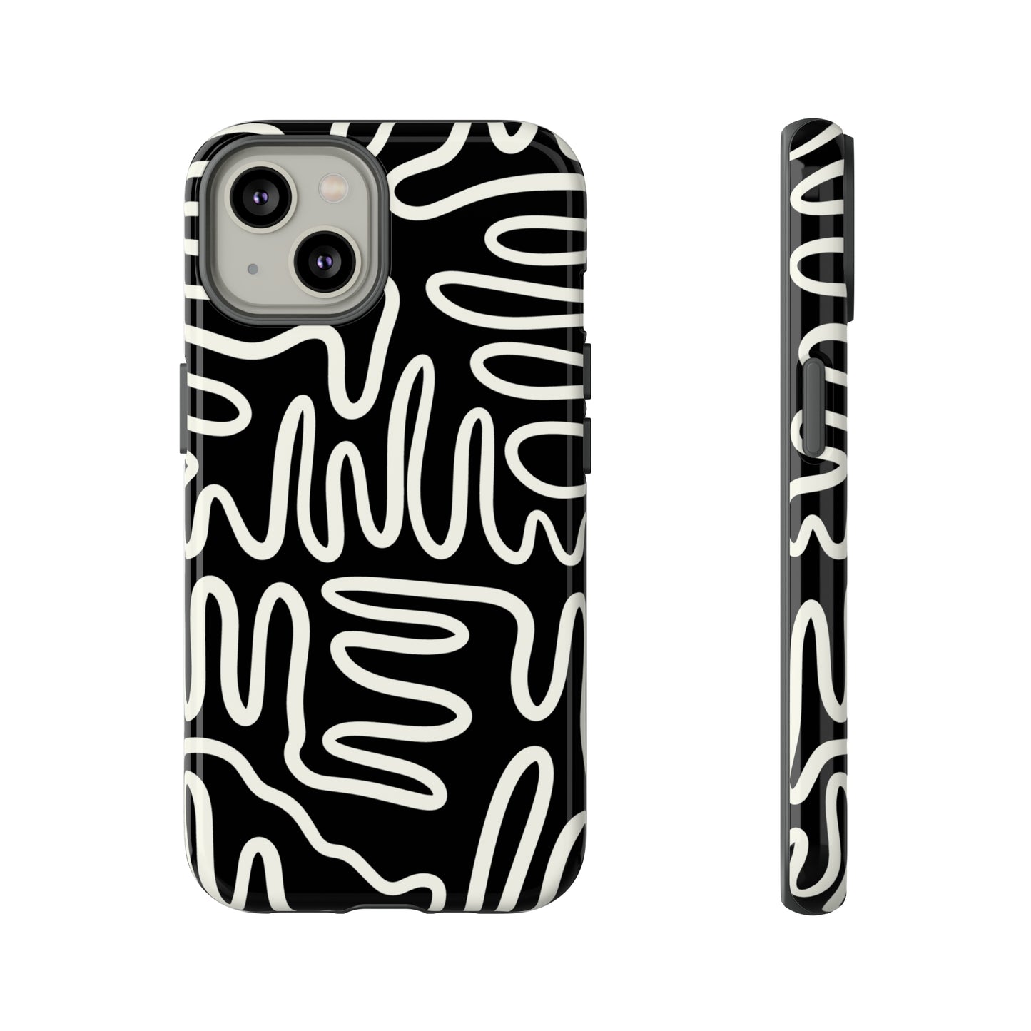 White and Black Squigles | Tough Phone Case