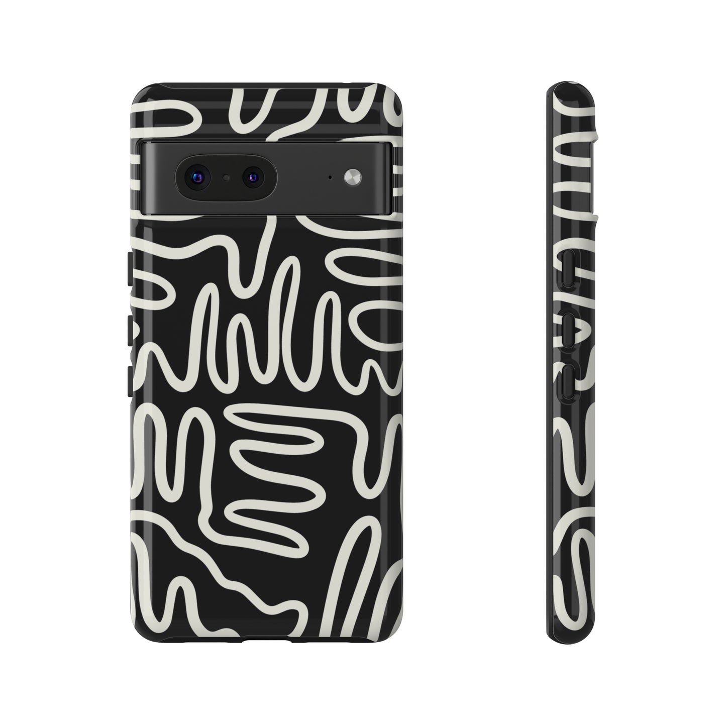 White and Black Squigles | Tough Phone Case