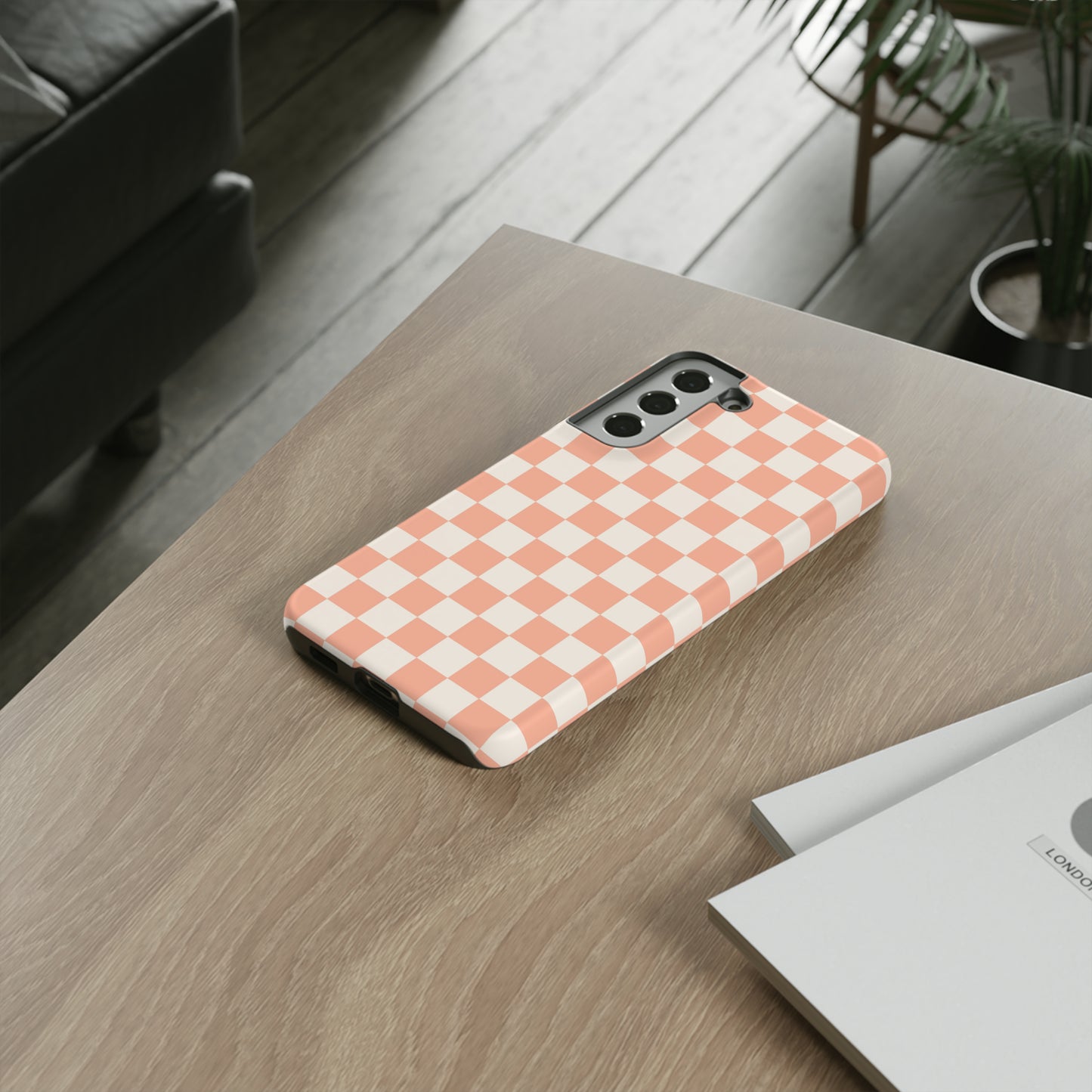 Light Peach Checkers | Tough Phone Case