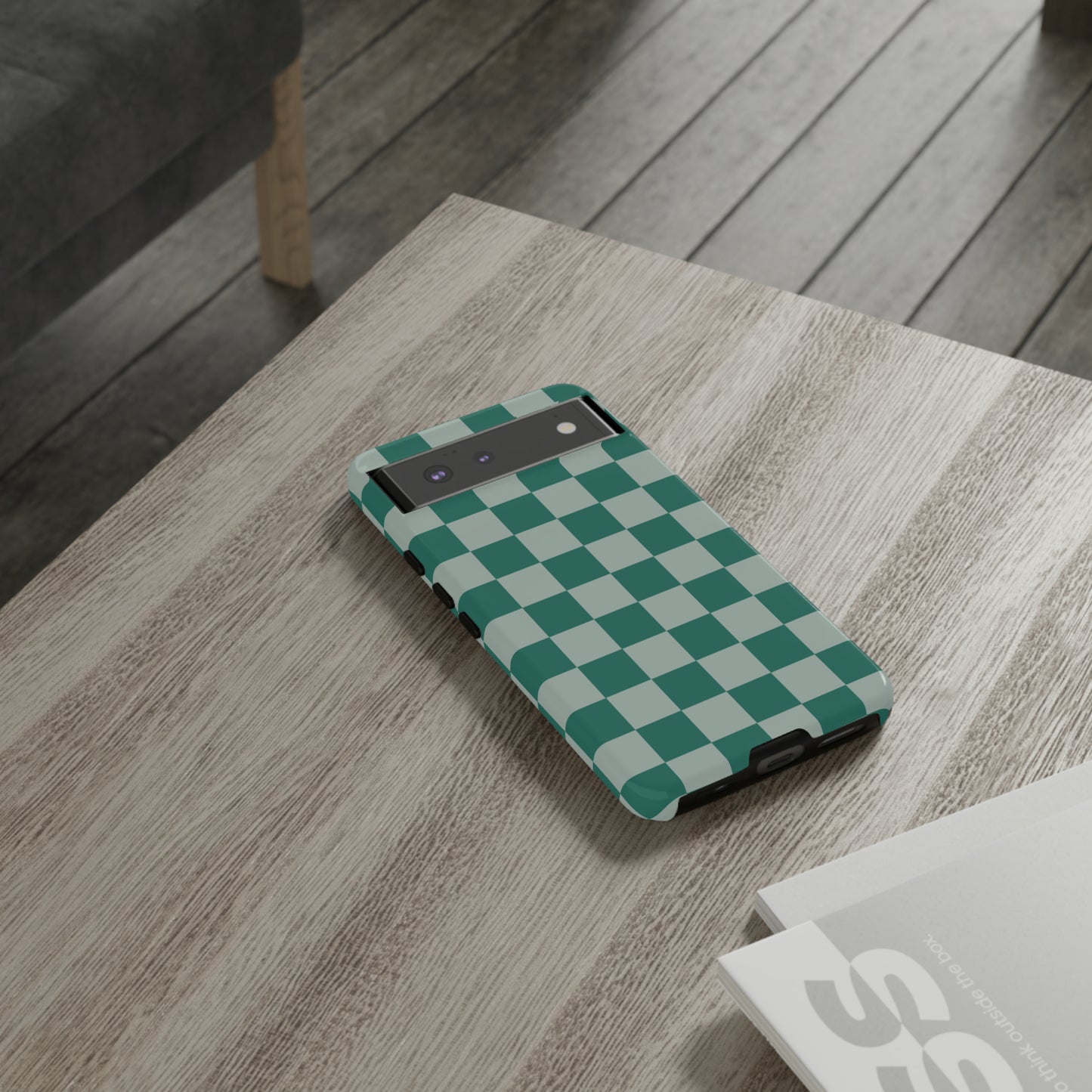 Green on Green Checkerboard | Tough Phone Case