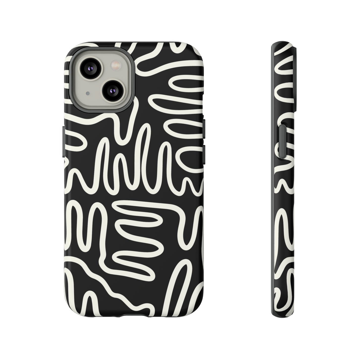 White and Black Squigles | Tough Phone Case