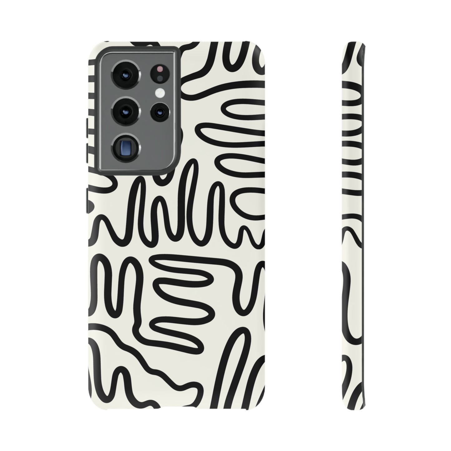 Black and White Squigles | Tough Phone Case