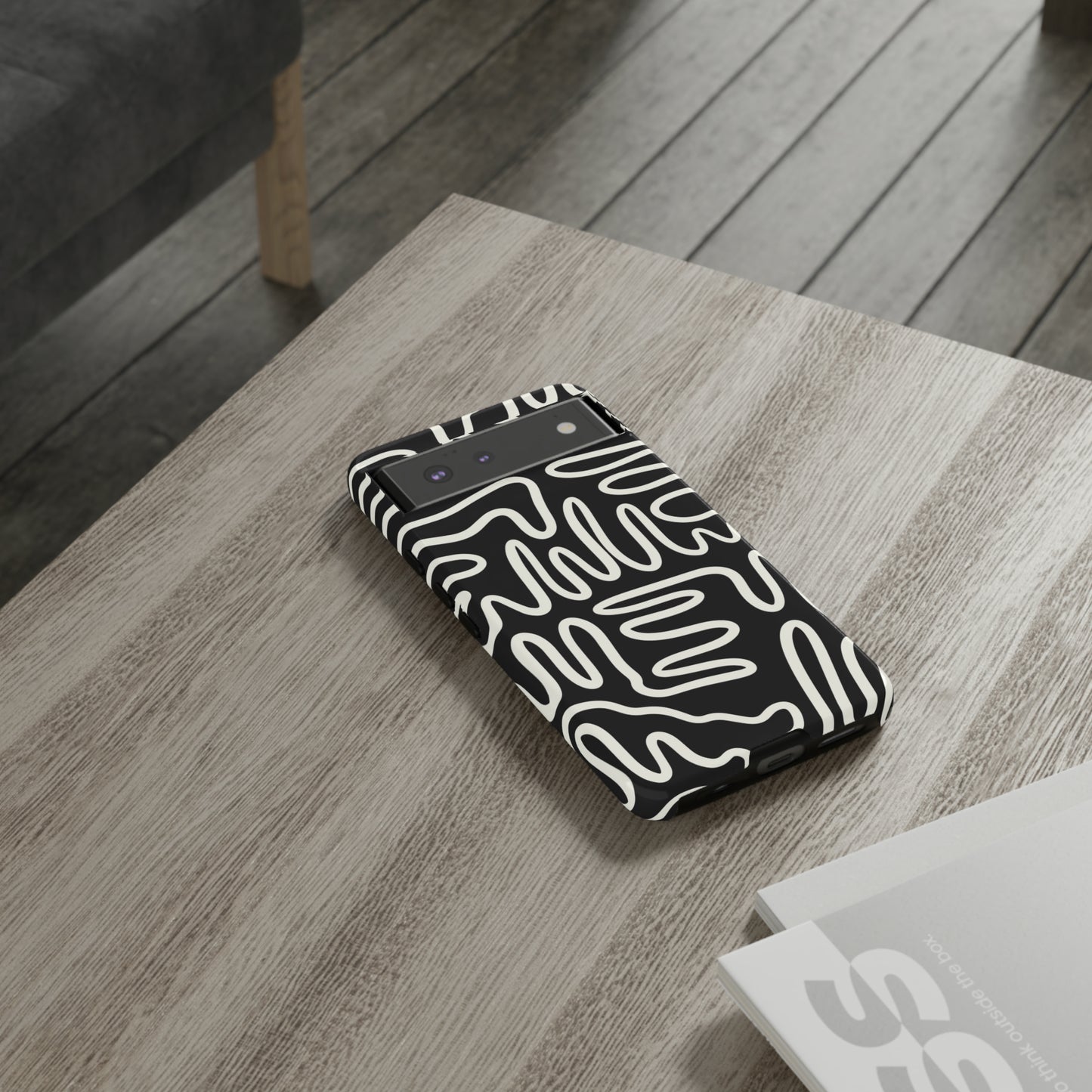 White and Black Squigles | Tough Phone Case