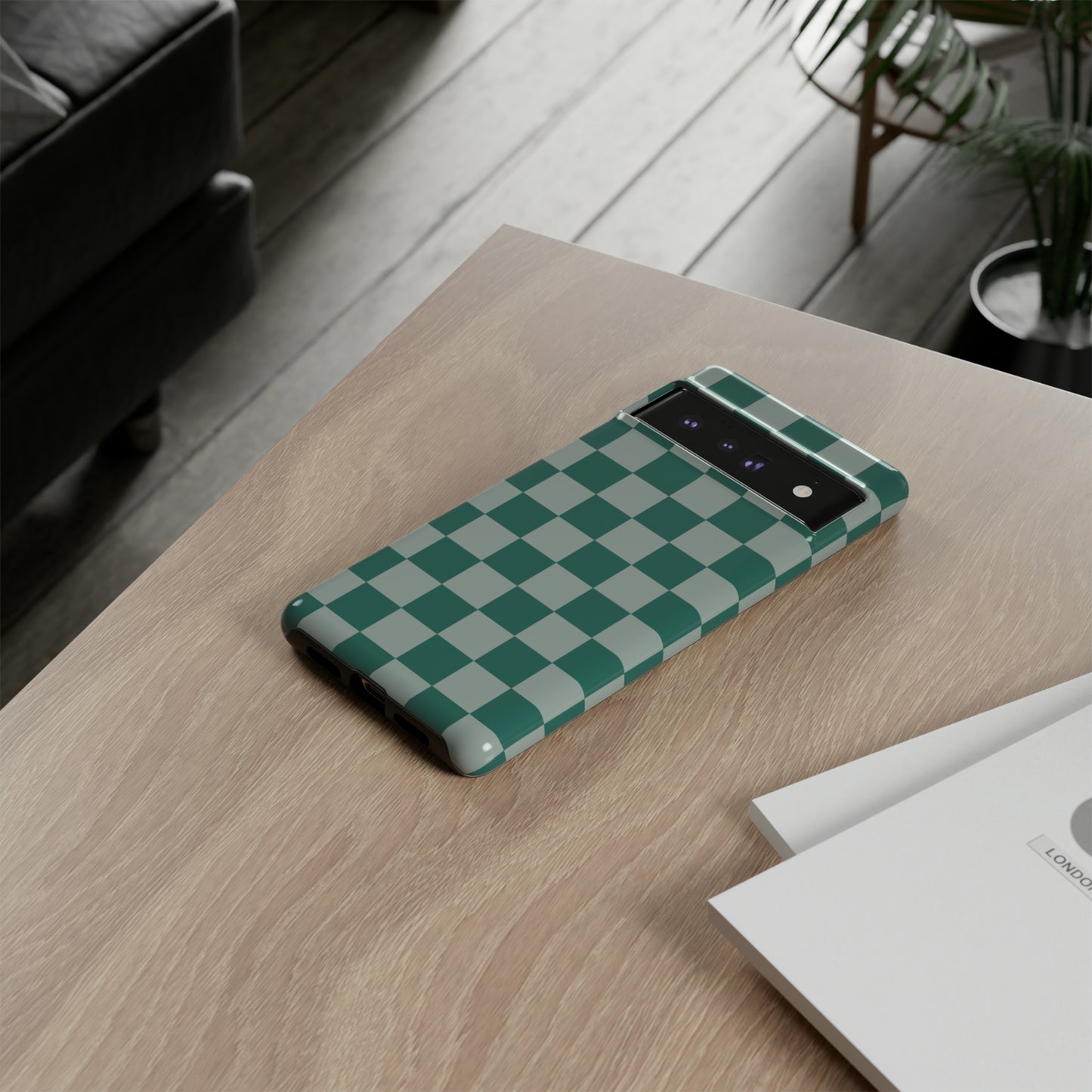 Green on Green Checkerboard | Tough Phone Case