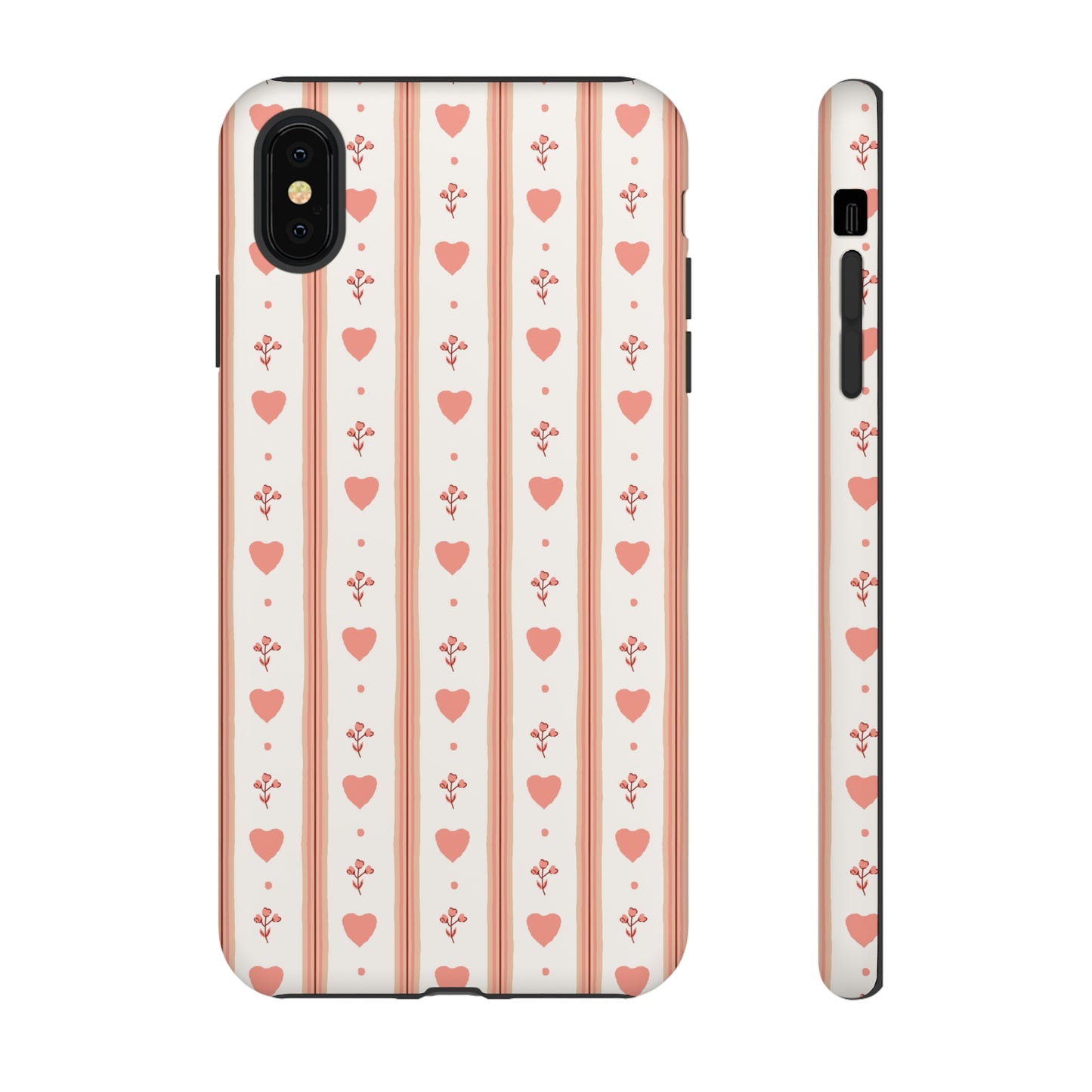 Light Pink Vintage Heart Pattern | Tough Phone Case