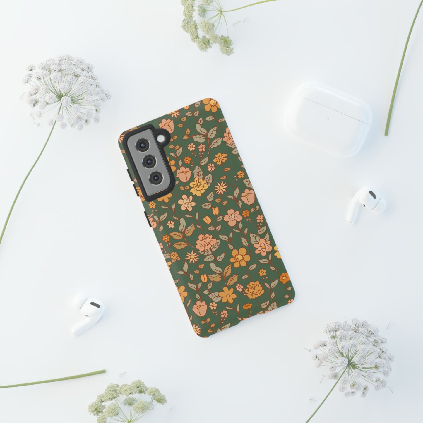 Green Old Fashioned Flowers | Tough Phone Case