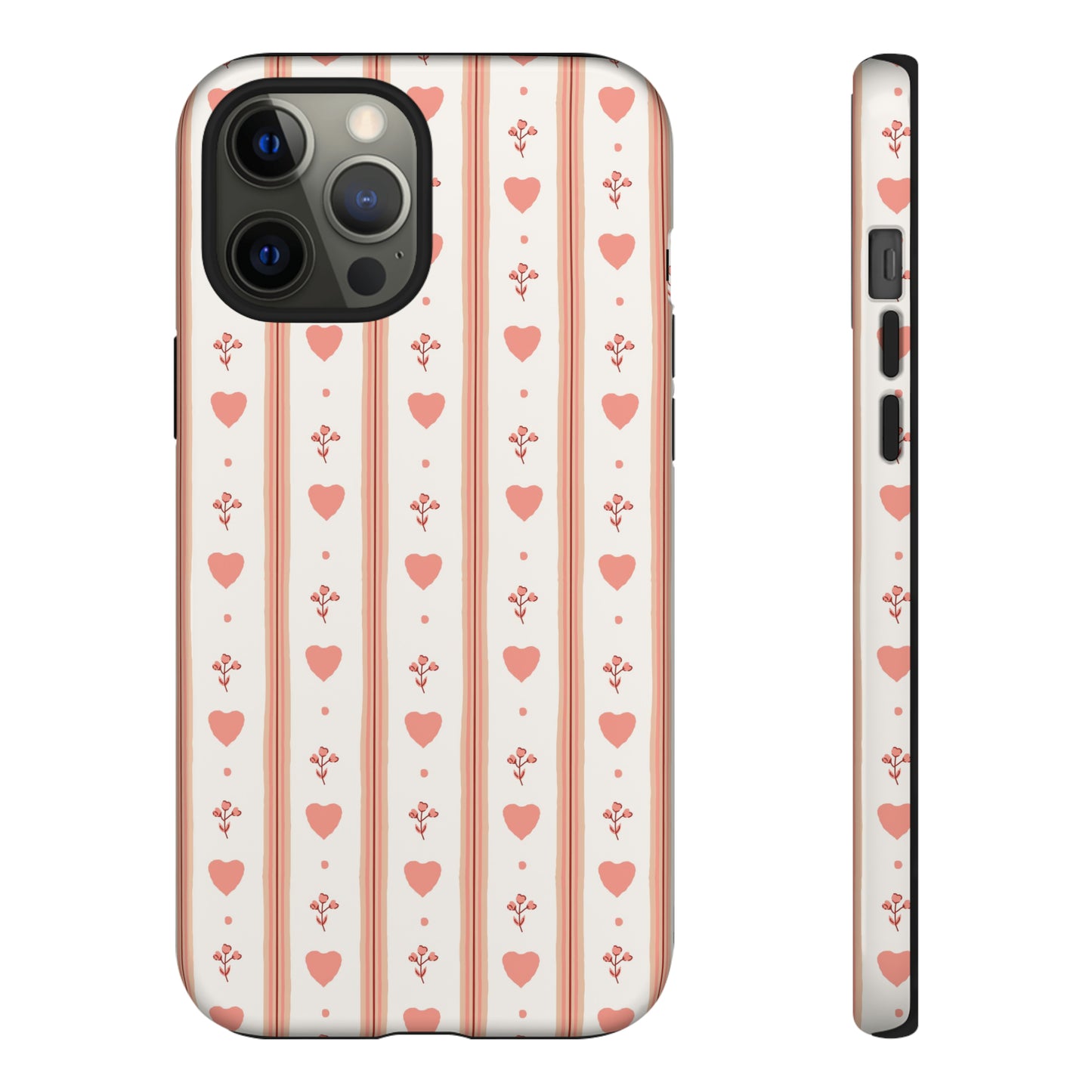 Light Pink Vintage Heart Pattern | Tough Phone Case