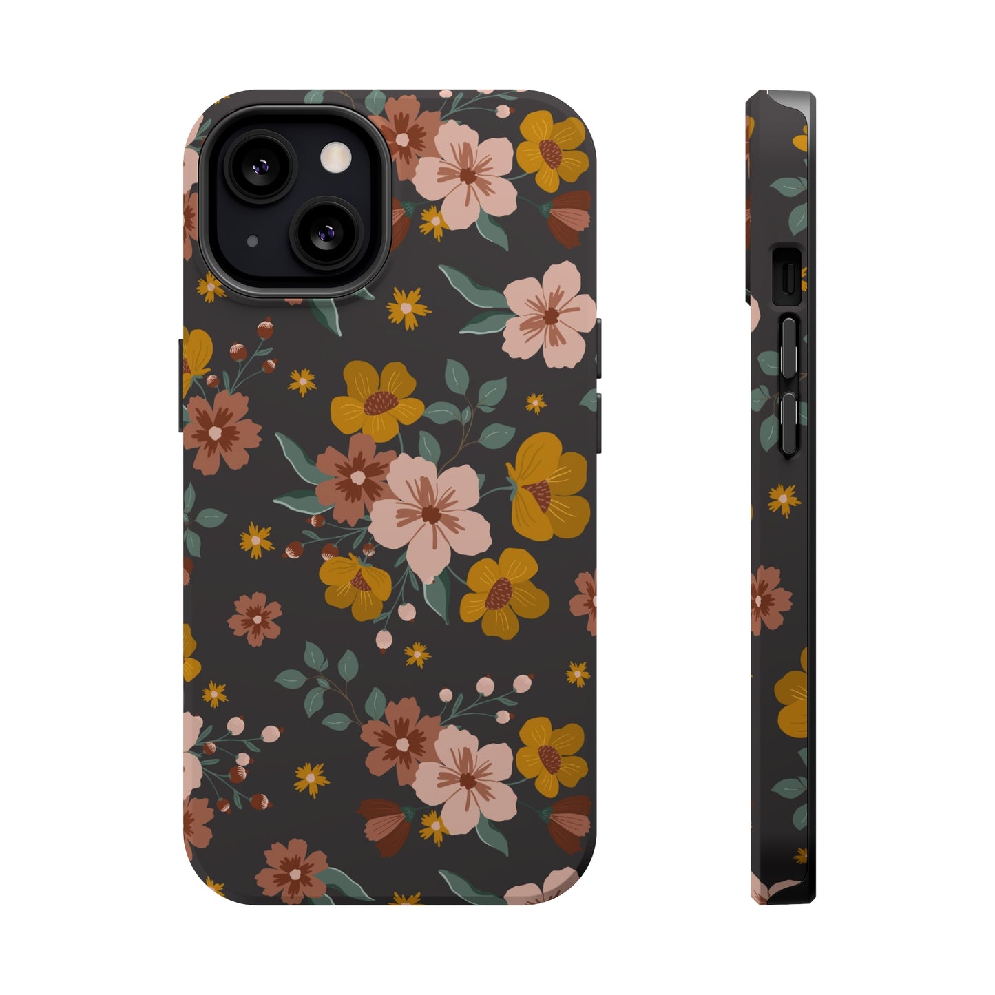 Black Faded Flowers | MagSafe Phone Cases