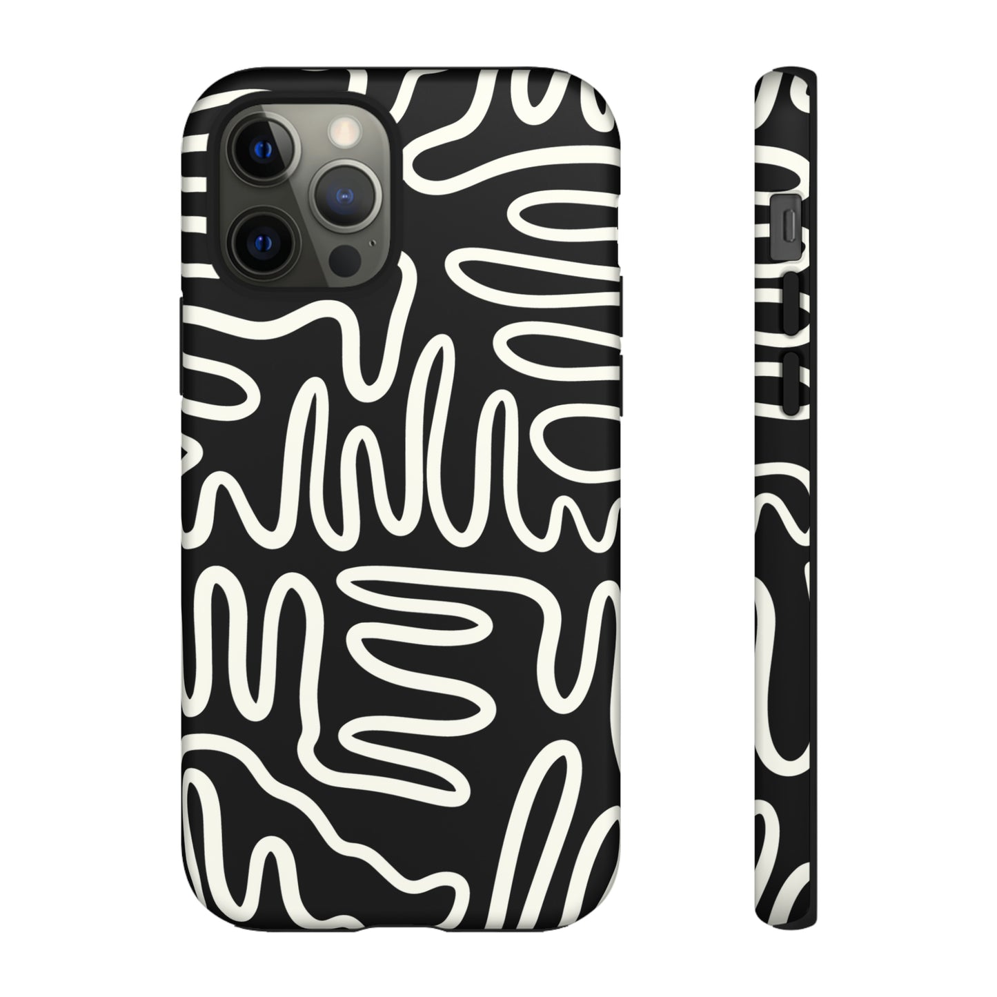 White and Black Squigles | Tough Phone Case