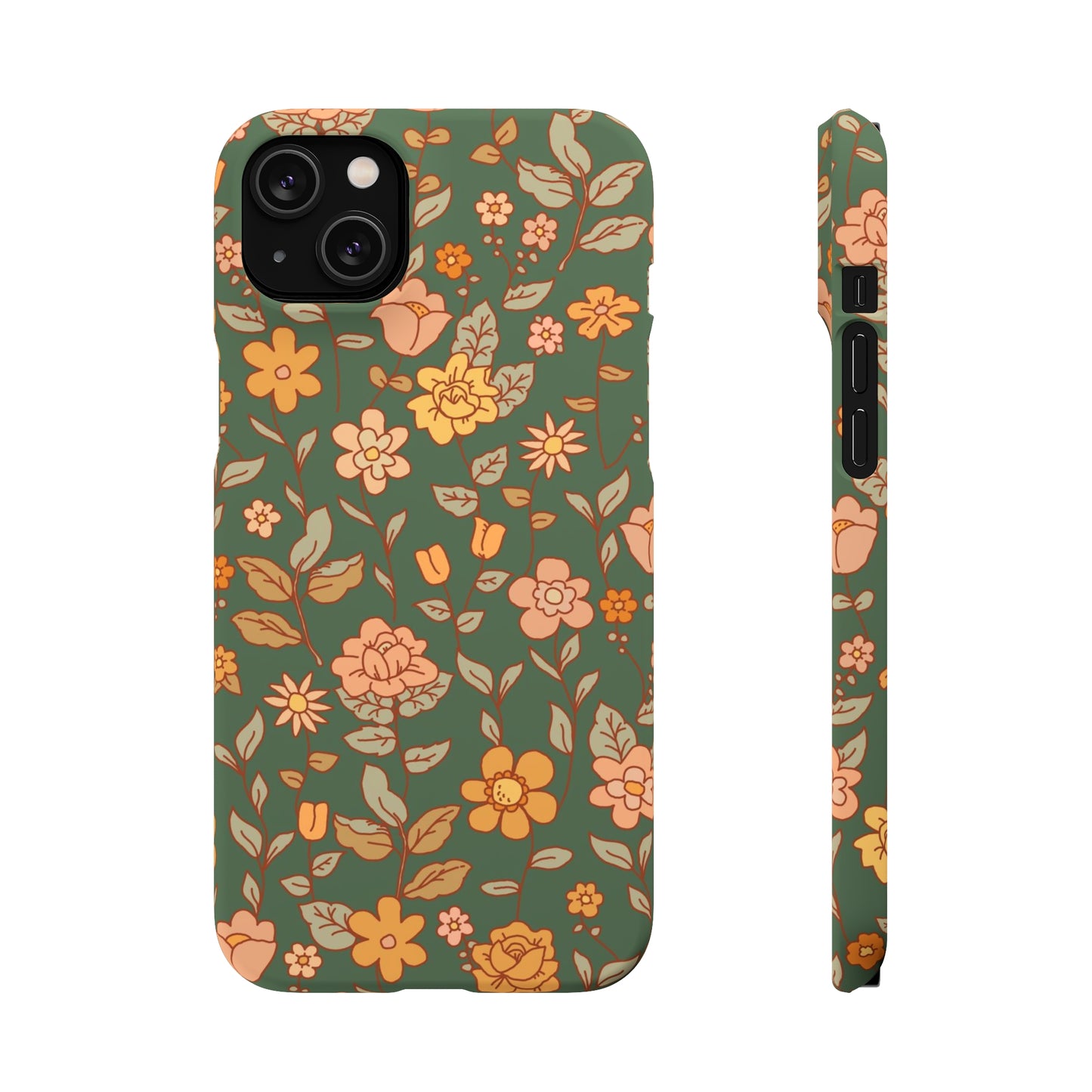 Green Old Fashioned Flowers / Snap Cases