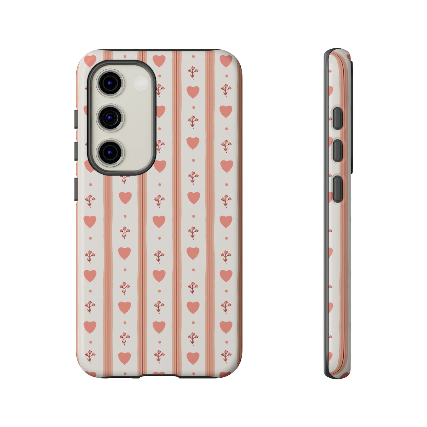 Light Pink Vintage Heart Pattern | Tough Phone Case