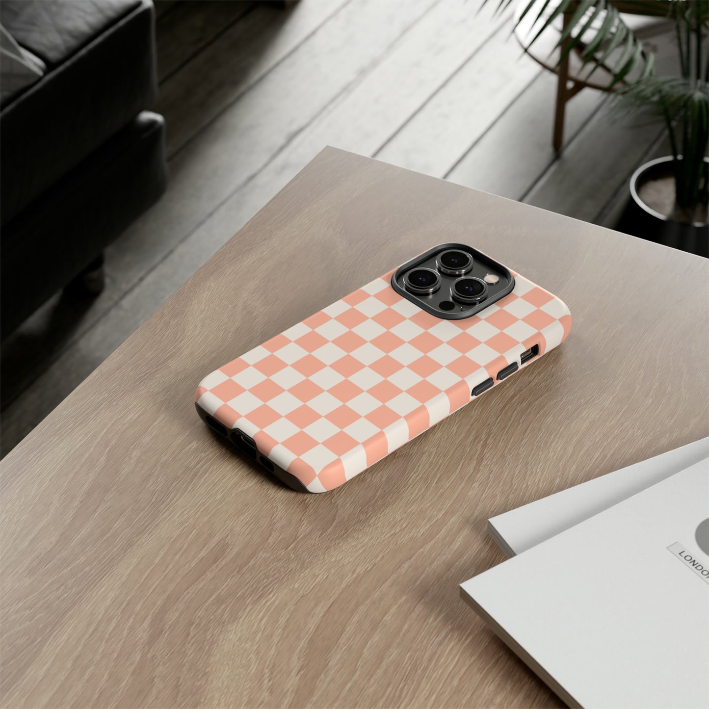 Light Peach Checkers | Tough Phone Case