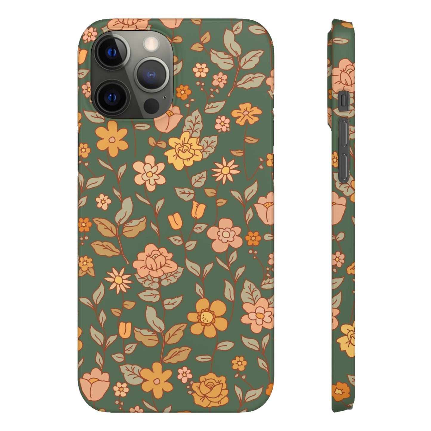 Green Old Fashioned Flowers / Snap Cases