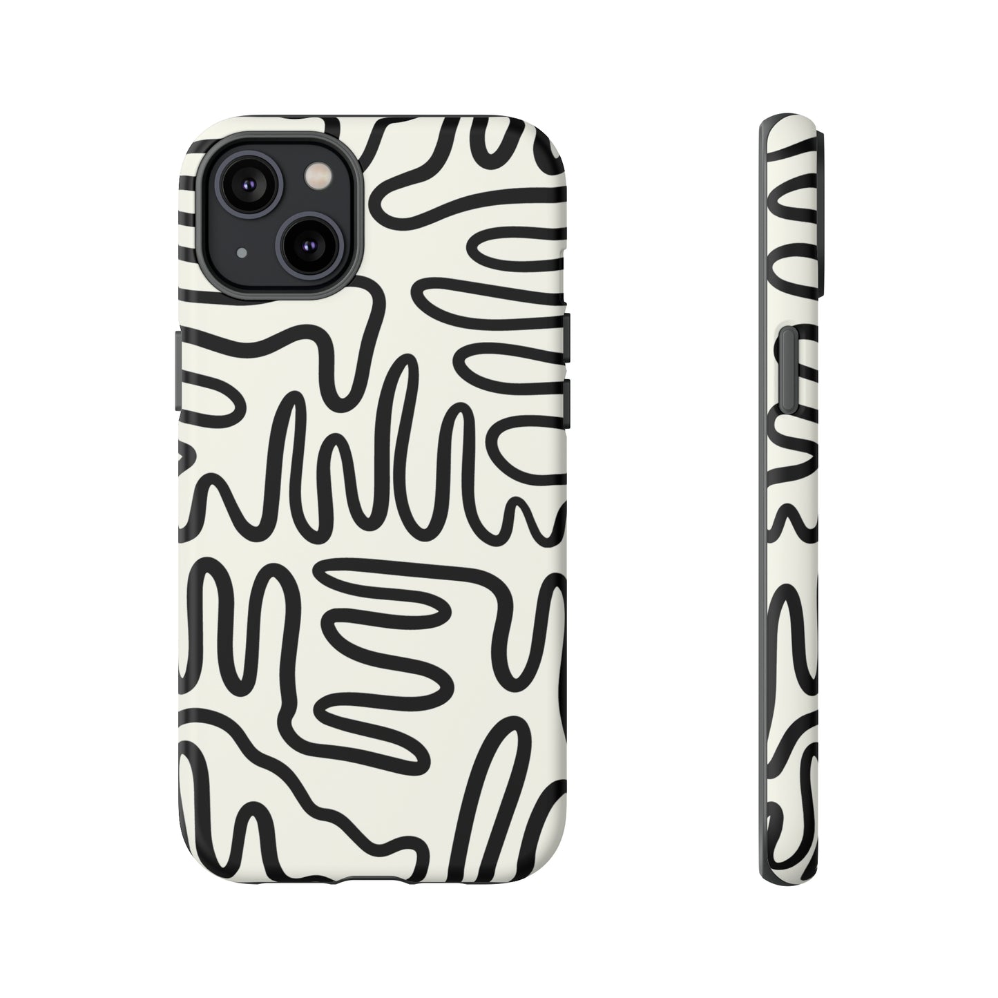 Black and White Squigles | Tough Phone Case