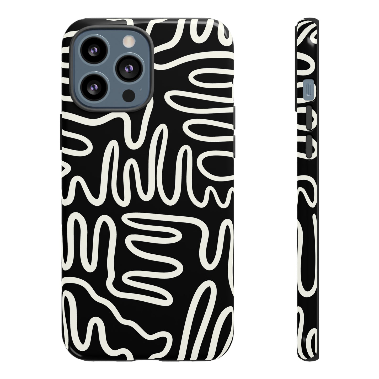 White and Black Squigles | Tough Phone Case